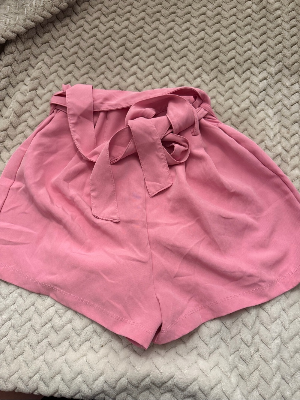 iris Pink High-Waist Tie-Waist Women's Shorts